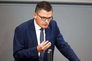 4 July 2018, Berlin, Germany: Roderich Kiesewetter (CDU/CSU) speaks during a plenary session at the German parliament. The highlight of the 45th session of the 19th legislative period ist the discussion over the chancellery's budget, which is traditionally used as a forum to debate over government politics. The budget of the foreign office, the ministry of defence and the ministry for development will also be discussed. Photo: Carsten Koall/dpa (Photo by Carsten Koall/picture alliance via Getty Images)