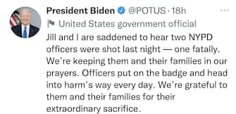 Joe Biden ha ricordato in un tweet l’agente di polizia di 22 anni ucciso venerdì sera a New York