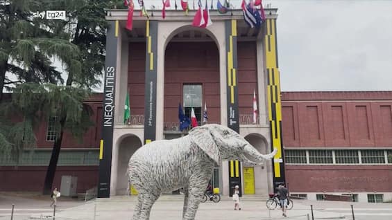Milano, elefante in cartapesta di Allegrucci alla Triennale