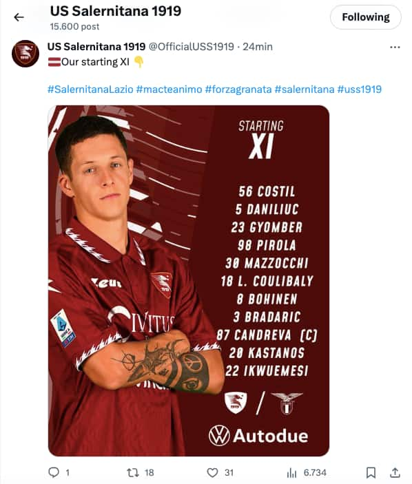 Salernitana formazione