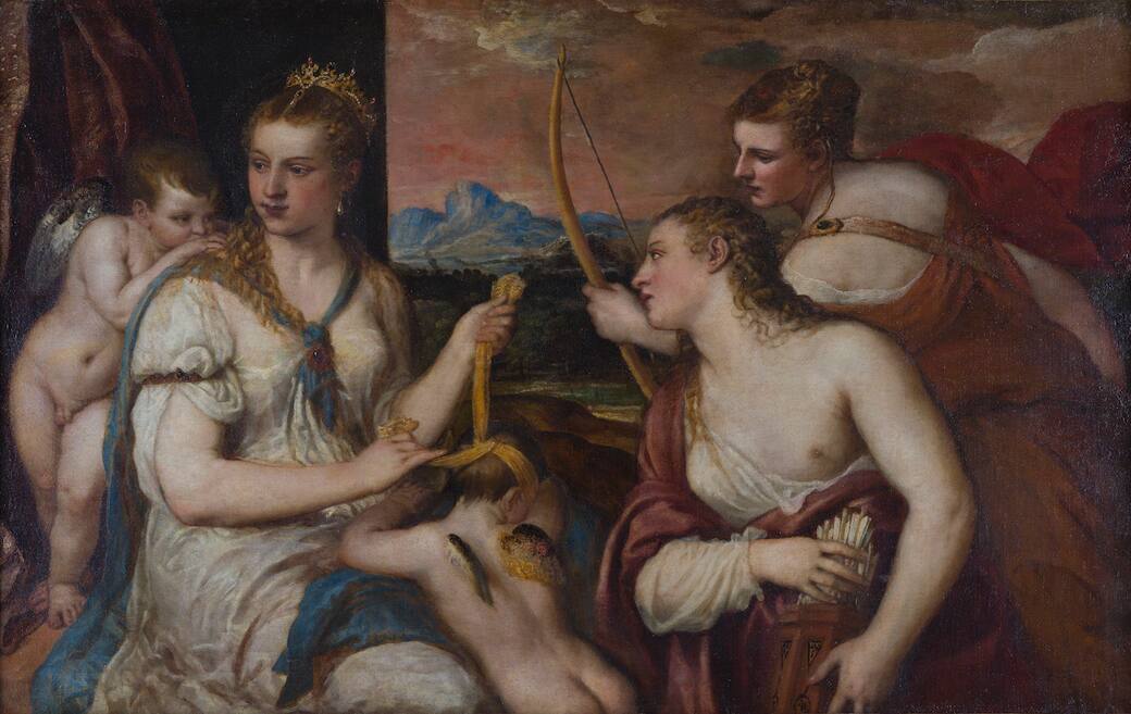 Tiziano, Venere che benda Amore