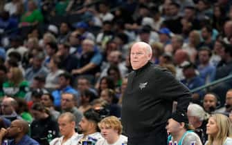 DALLAS, TEXAS - NOVEMBER 05: Head coach Steve Clifford of the Charlotte Hornets looks on during the first half against the Dallas Mavericks at American Airlines Center on November 05, 2023 in Dallas, Texas. NOTE TO USER: User expressly acknowledges and agrees that, by downloading and or using this photograph, User is consenting to the terms and conditions of the Getty Images License Agreement. (Photo by Sam Hodde/Getty Images)