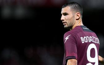 Federico Bonazzoli of US Salernitana 1919 looks on during the 1st Angelo Iervolino Trophy match between US Salernitana 1919 and Adana Demirspor at Stadio Arechi, Salerno, Italy on 30 July 2022.  (Photo by Giuseppe Maffia/NurPhoto via Getty Images)