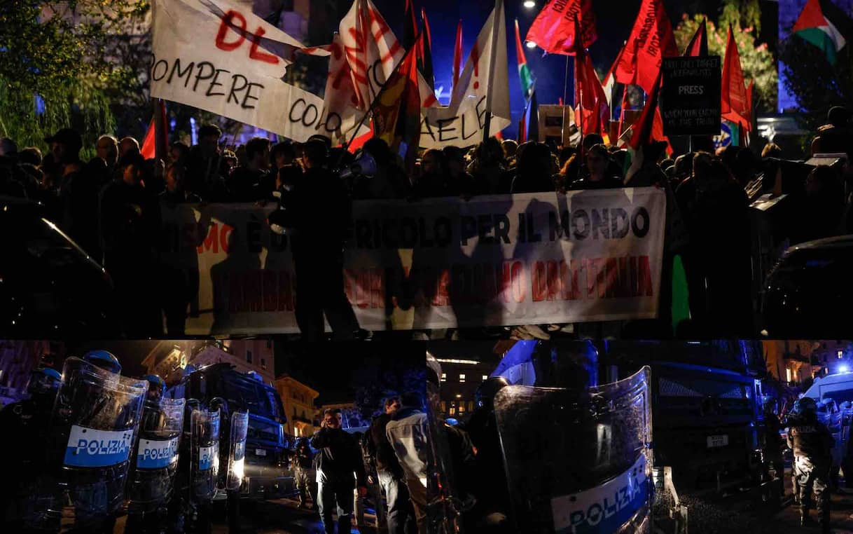 Roma, terminato presidio pro Gaza: tensioni tra manifestanti e polizia Roma, terminato presidio pro Gaza: tensioni tra manifestanti e polizia