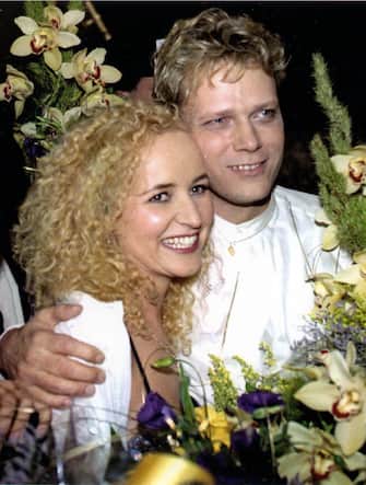 Dublin 19950514. The Norwegian group "Secret Garden" with Composer Rolf Løvland and violinist Fionnuala Sherry win the Eurovision Song Contest 1995. After the victory. Photo: NTBSCANPIX  Skan66