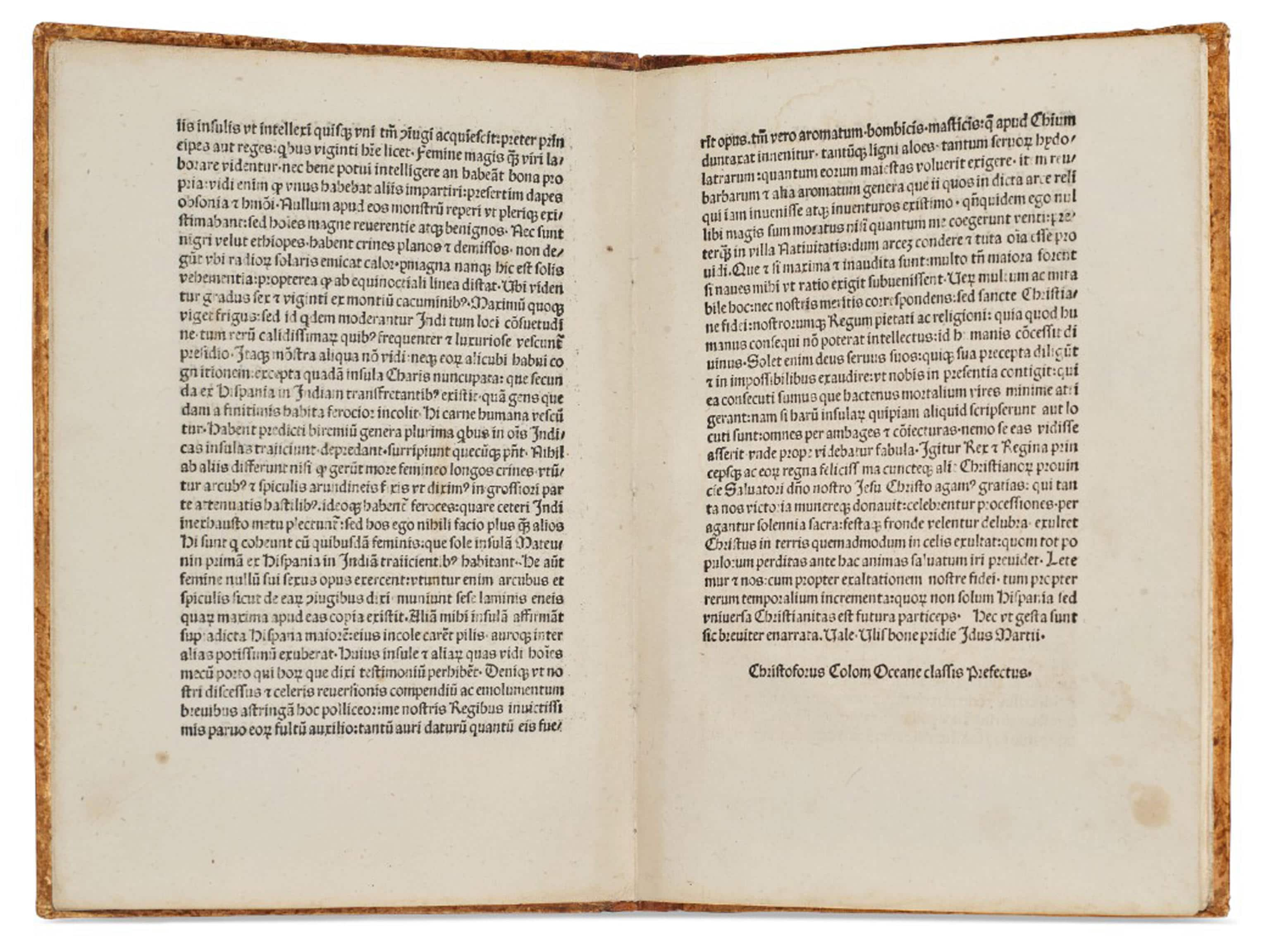 Una lettera a stampa di Cristoforo Colombo sulla scoperta dell'America è stata venduta da Christie's per oltre 3,9 milioni di dollari (esclusi i diritti d'asta). L'epistola di otto pagine De Insulis Nuper Inventis, indirizzata da Colombo a re Ferdinando II di Spagna e alla regina Isabella, viene da una collezione privata svizzera e la casa d'aste afferma di aver fatto approfondite ricerche per assicurare che non sia un falso o sia stata rubata. In luglio un'altra versione dell'incunabolo sottratta alla Marciana e finita nelle mani di un collezionista di Dallas è stata restituita all'Italia.
CHRISTIE'S
+++ ATTENZIONE LA FOTO NON PUO' ESSERE PUBBLICATA O RIPRODOTTA SENZA L'AUTORIZZAZIONE DELLA FONTE DI ORIGINE CUI SI RINVIA+++ NPK +++