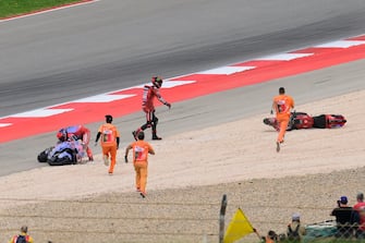 ALGARVE INTERNATIONAL CIRCUIT, PORTUGAL - MARCH 24: Marc Marquez, Gresini Racing, Francesco Bagnaia, Ducati Team during the Portugal GP at Algarve International Circuit on Sunday March 24, 2024 in Portimao, Portugal. (Photo by Gold and Goose / LAT Images)
