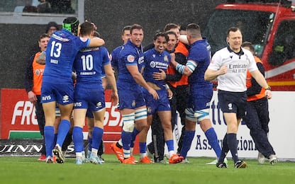 Editorial Use Only. No Book Use.
Mandatory Credit: Photo by Chris Fairweather/Huw Evans/Shutterstock (15140721cu)
Ange Capuozzo of Italy celebrates scoring a try
Italy v Wales - 2025 Guinness 6 Nations - 08 Feb 2025