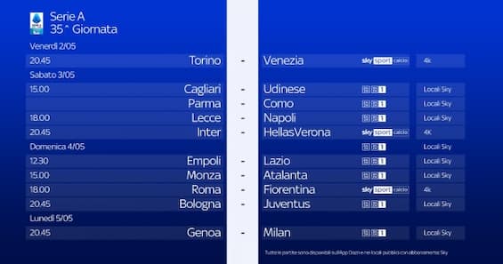 Serie A Week 35: TV Schedule & Referees