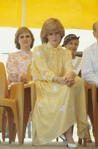 Diana, Princess of Wales  (1961 - 1997) attends the official welcome ceremony during a visit to a school in Alice Springs, Australia, March 1983.   (Photo by Jayne Fincher/Princess Diana Archive/Getty Images)