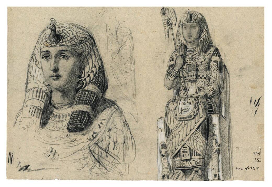 Luigi Manini, Studio di statua raffigurante una regina egizia seduta in trono, 1873-1897 ca. Crema, Museo Civico di Crema e del Cremasco (invv. 879/15, G0449)