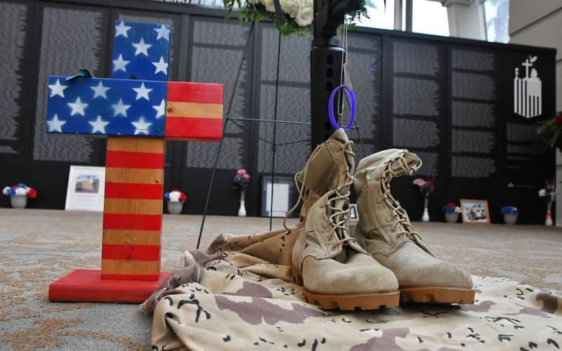 Torri gemelle The exhibition pays tribute to the victims and heroes of the September 11 attack, which kills around 3,000 people. The exhibition runs until September 13 at the Orlando VA Medical Center in Orlando, USA, on September 12. (Photo by Ronaldo Silva/NurPhoto via Getty Images)