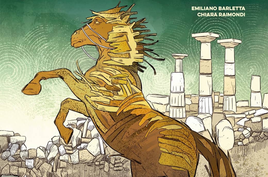 Un dettaglio della copertina de “La scoperta di Troia”