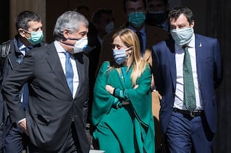 Salvini con Meloni e Tajani alla fine del vertice con Conte a Palazzo Chigi
