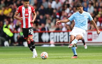 Rodri of Manchester City and William Osula of Sheffield United during the Premier League match at Bramall Lane, Sheffield
Picture by Andy Sumner/Focus Images/Sipa USA ‭‬
27/08/2023