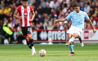 Rodri of Manchester City and William Osula of Sheffield United during the Premier League match at Bramall Lane, Sheffield
Picture by Andy Sumner/Focus Images/Sipa USA ‭‬
27/08/2023