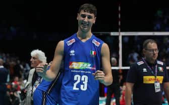 Italy's Alessandro Bovolenta celebrates at the end of the Men's European Volleyball Championships match Italy vs Belgium at the Unipol Arena in Casalecchio di Nero (Bologna), Italy, 28 August 2023. 
ANSA/PASQUALE BOVE