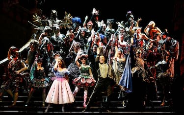 MELBOURNE, AUSTRALIA - JULY 26:  The cast of The Phantom of the Opera perform on stage at the photo call for the new production of Broadway's longest running musical "The Phantom of the Opera" at the Princess Theatre on July 25, 2007 in Melbourne, Australia. The musical has won over 50 major theatre awards including seven Tony Awards, and has played to over 80 million people in 25 countries and 124 cities around the world.  (Photo by Simon Fergusson/Getty Images)