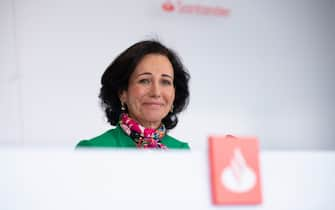 MADRID, SPAIN - FEBRUARY 02: Banco Santander Chairman, Ana Patricia Botin looks on during a news conference to announce the 2022 results at the bank's headquarters in Boadilla del Monte on February 02, 2023 in Madrid, Spain. Banco Santander reported an attributable profit of 9.605 million euros in 2022. (Photo by Pablo Blazquez Dominguez/Getty Images)