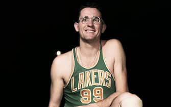 (Original Caption) Minneapolis Lakers basketball player George Mikan is shown in this photograph.