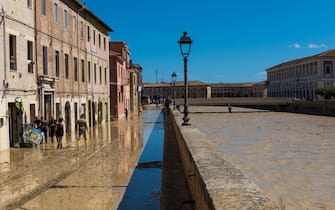 The overflow of the river  during  2022 Marche's overflood and inundation, News in Senigallia (AN), Italy, September 16 2022