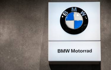 MILAN, ITALY - NOVEMBER 06: The logo of German motorcycle manufacturer BMW Motorrad is pictured during the 76th edition of EICMA on November 6, 2018 in Milan, Italy. EICMA (Esposizione Internazionale Ciclo Motociclo e Accessori) is an international cycle, motorcycle and accessories show, featuring world premieres, new concepts and technical developments in the industry of two wheels. (Photo by Emanuele Cremaschi/Getty Images)