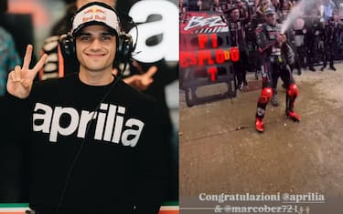 25 maggio - Martin si congratula con Bezzecchi e l'Aprilia