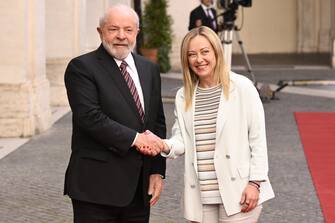 Roma - The meeting with the President of the Federative Republic of Brazil Luiz Inacio Lula da Silva and Prime Minister of Italy Giorgia Meloni, June 21 2023, Palazzo Chigi, Rome, Italy. (Roma - 2023-06-21, Domenico Cippitelli / LiveMedia) p.s. la foto e' utilizzabile nel rispetto del contesto in cui e' stata scattata, e senza intento diffamatorio del decoro delle persone rappresentate