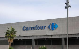 Barcelona, Spain - 5 November 2021: Carrefour company sign symbol, Illustrative Editorial.