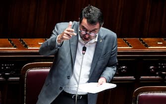 Il ministro delle Infrastrutture e Trasporti Matteo Salvini in aula durante il question time alla Camera dei Deputati, Roma, 22 maggio 2024. ANSA/ANGELO CARCONI