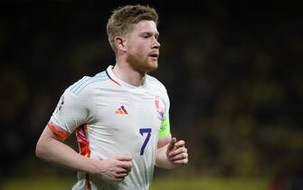 Belgium's captain Kevin De Bruyne pictured during a soccer game between the Swedish national team and Belgium's Red Devils, at the Friends Arena, in Solna, Sweden, Friday 24 March 2023, the first (out of 8) Euro 2024 qualification match. BELGA PHOTO VIRGINIE LEFOUR (Photo by VIRGINIE LEFOUR/Belga/Sipa USA)