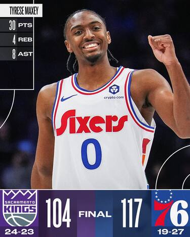 PHILADELPHIA 76ERS-SACRAMENTO KINGS 117-104