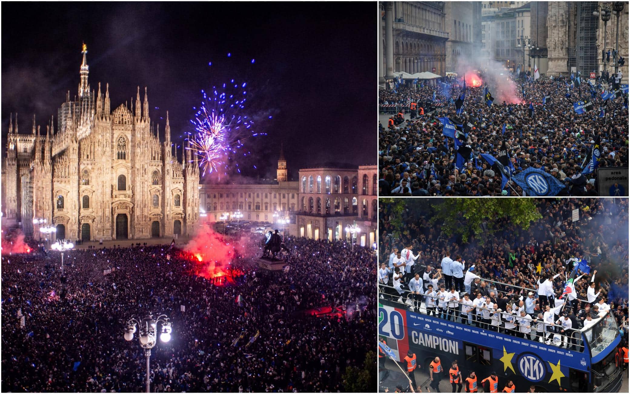 Festa scudetto Inter, a Milano la parata dei bus dei campioni d'Italia fino  al Duomo. FOTO | Sky TG24