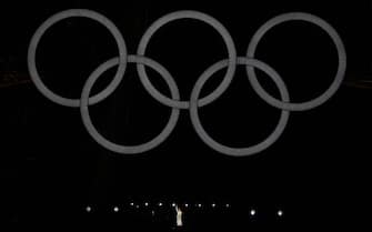 Canadian singer Celine Dion performs on the Eiffel Tower during the opening ceremony of the Paris 2024 Olympic Games in Paris on July 26, 2024. (Photo by Jeff PACHOUD / AFP) (Photo by JEFF PACHOUD/AFP via Getty Images)