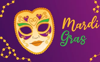 2MHHMH3 Mardi gras carnival party design. Fat tuesday, carnival, festival. For greeting card, banner, gift packaging, poster