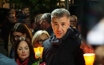 Gino Cecchettin durante la fiaccolata in memoria di Giulia , a Vigonovo, stasera 19 novembre 2023. ANSA/ANDREA MEROLA