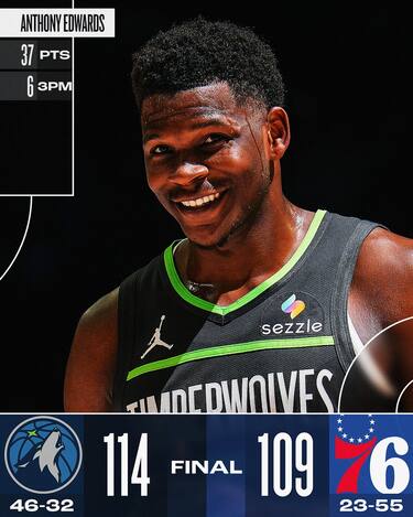  PHILADELPHIA 76ERS-MINNESOTA TIMBERWOLVES 109-114