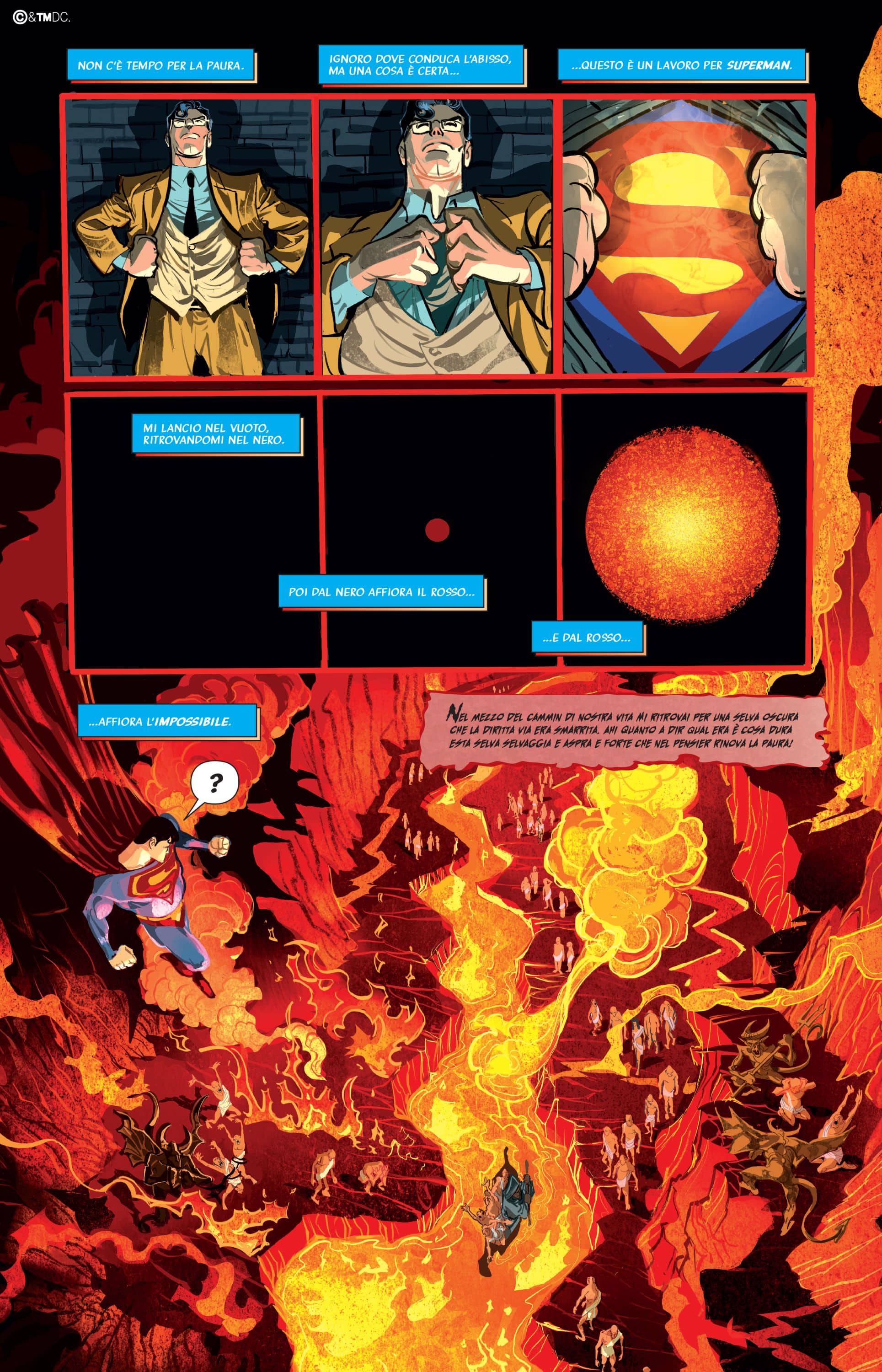 Una tavola tratta da Superman: Inferno di Marco Nucci e Fabio Celoni Una tavola tratta da Superman: Inferno di Marco Nucci e Fabio Celoni