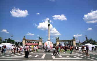 General view of Heroes' Square ahead of the UEFA Europa League Final at the Puskas Arena, Budapest. Picture date: Wednesday May 31, 2023.