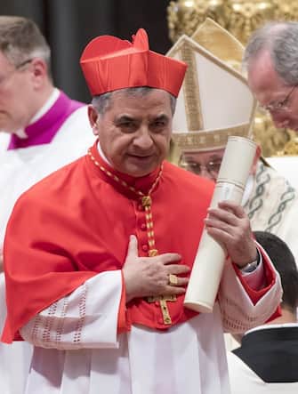 Substitute of the Vatican Secretary of State and Special Delegate for the Sovereign Military Order of Malta from Italy, Giovanni Angelo Becciu, during the Ordinary Public Consistory to create 14 new cardinal from 11 countries in Saint Peters Basilica at the Vatican, 28 Jun 2018. The cardinals-designate are from Bolivia, Iraq, Italy, Japan, Pakistan, Poland, Portugal, Peru, Madagascar, Mexico and Spain. ANSA/CLAUDIO PERI