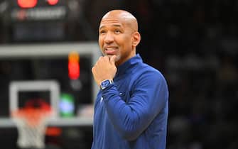 CLEVELAND, OHIO - NOVEMBER 17: Head coach Monty Williams of the Detroit Pistons reacts during the fourth quarter of an NBA In-Season Tournament game against the Cleveland Cavaliers at Rocket Mortgage Fieldhouse on November 17, 2023 in Cleveland, Ohio. The Cavaliers defeated the Pistons 108-100. NOTE TO USER: User expressly acknowledges and agrees that, by downloading and or using this photograph, User is consenting to the terms and conditions of the Getty Images License Agreement. (Photo by Jason Miller/Getty Images)