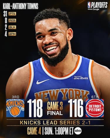 DETROIT PISTONS-NEW YORK KNICKS GARA-3 116-118 (SERIE 1-2)