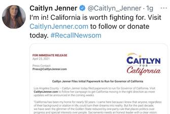 Caitlyn Jenner si candida a Governatore della California