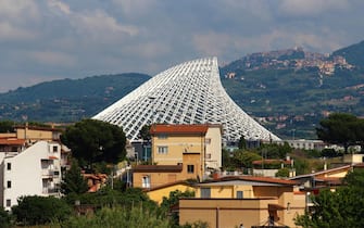 ROME, ITALY - MAY 24, 2015: Modern Pyramid at Tor Vergata by architect Santiago Calatrava  unfinished Swimming Pool cover