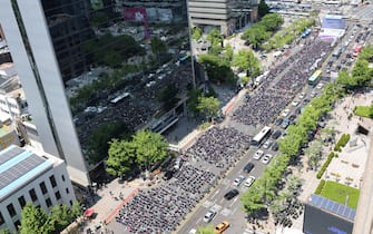 La manifestazione del Primo maggio a Seul, capitale della Corea del Sud