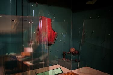 This photograph taken on December 22, 2022, shows an empty glass display cases at the Kherson Regional Museum, specialising in local history and natural history in Kherson, amid the Russian invasion of Ukraine. - Russian military forces and civilians operating under their orders pillaged thousands of valuable artifacts and artworks from two museums, a cathedral, and a national archive in Kherson, before withdrawing after an 8-month occupation of the city, Human Rights Watch said on December 20, 2022. (Photo by Dimitar DILKOFF / AFP) (Photo by DIMITAR DILKOFF/AFP via Getty Images)