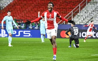 50133037 Antwerp's George Ilenikhena celebrates after scoring during a game between Belgian soccer team Royal Antwerp FC and Spanish club FC Barcelona, in Antwerp, on Wednesday 13 December 2023, day six of the Champions League group stage, in group H. BELGA PHOTO TOM GOYVAERTS (Photo by Tom Goyvaerts/Belga/Sipa USA)