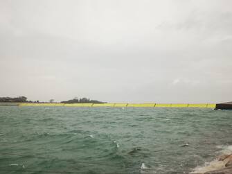 Venice, barriers of the 'Mose' emerged from the water or the fir