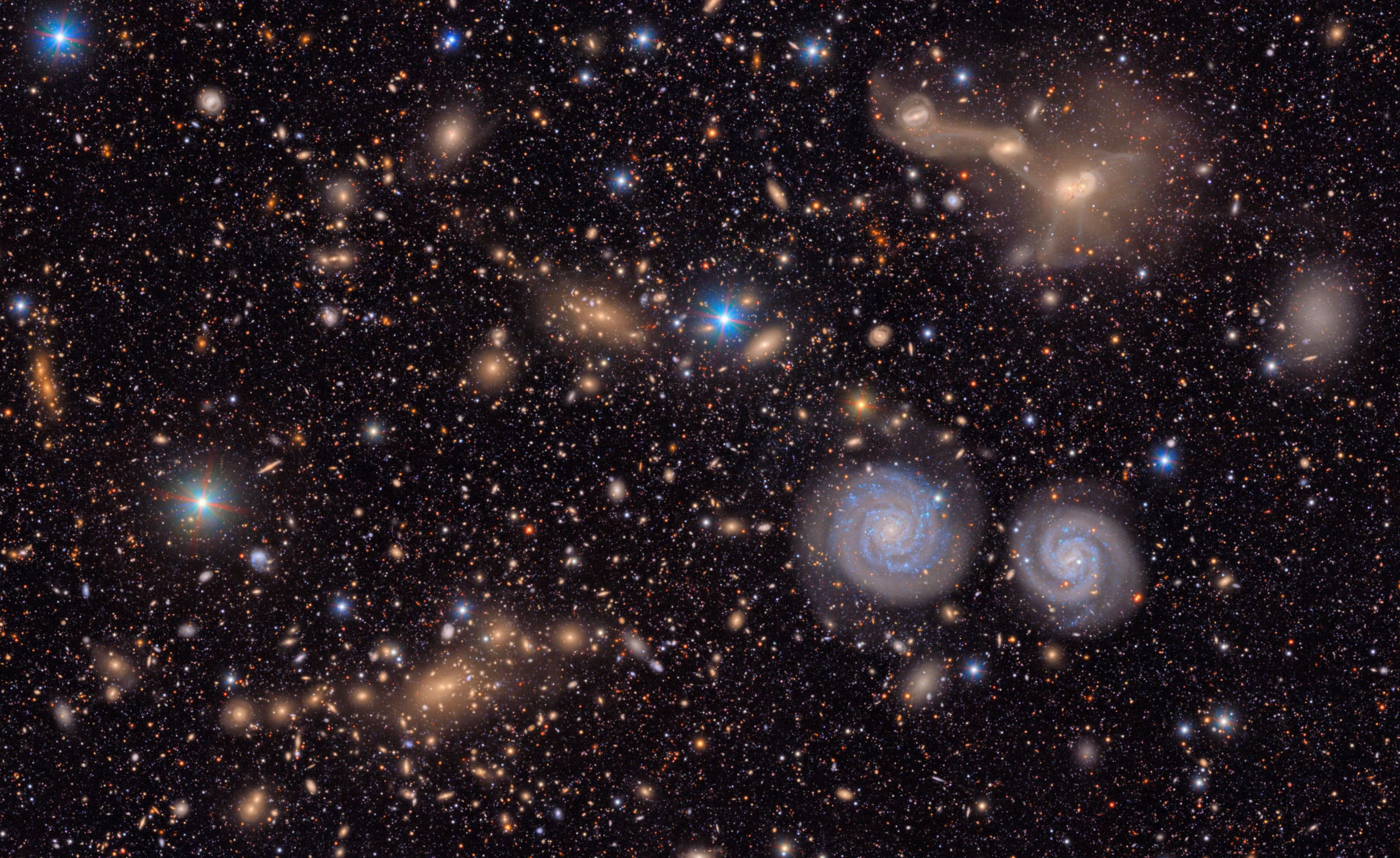 Una piccola sezione della vista complessiva dell’ammasso della Vergine ottenuta dal Vera C. Rubin Observatory