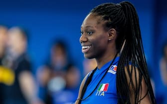 Lanciano, Italy. 22nd May, 2023. Linda Nkiruka Nwakalor of Italy seen during the DHL Test Match Tournament womenís volleyball between Italy and Croatia at Palazzetto dello Sport. Final score; Italy 3:1 Croatia. Credit: SOPA Images Limited/Alamy Live News